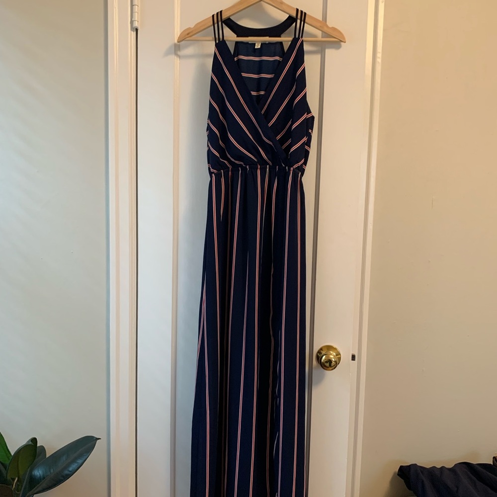 Navy Striped Maxi Dress